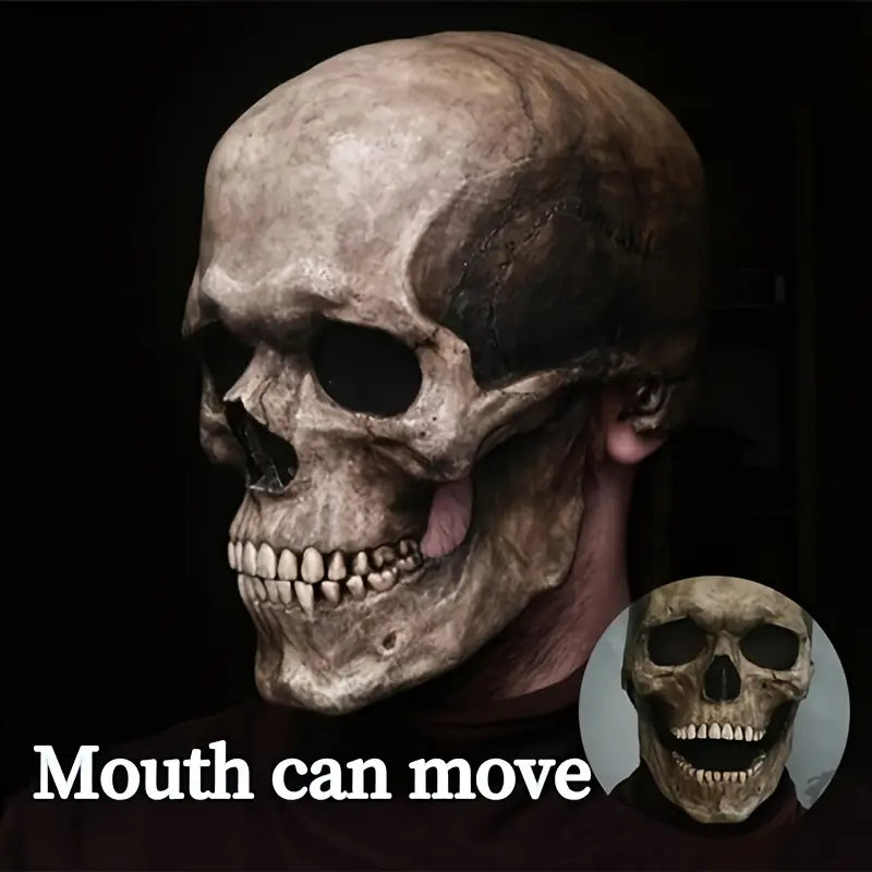 Realistic Moving Jaw Skull Mask with Mechanical Mouth Mechanism