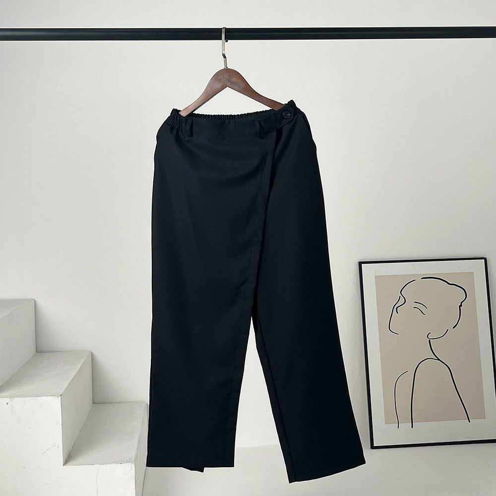 Women's Niche Lace Up Fake Two Pieces Casual Pants
