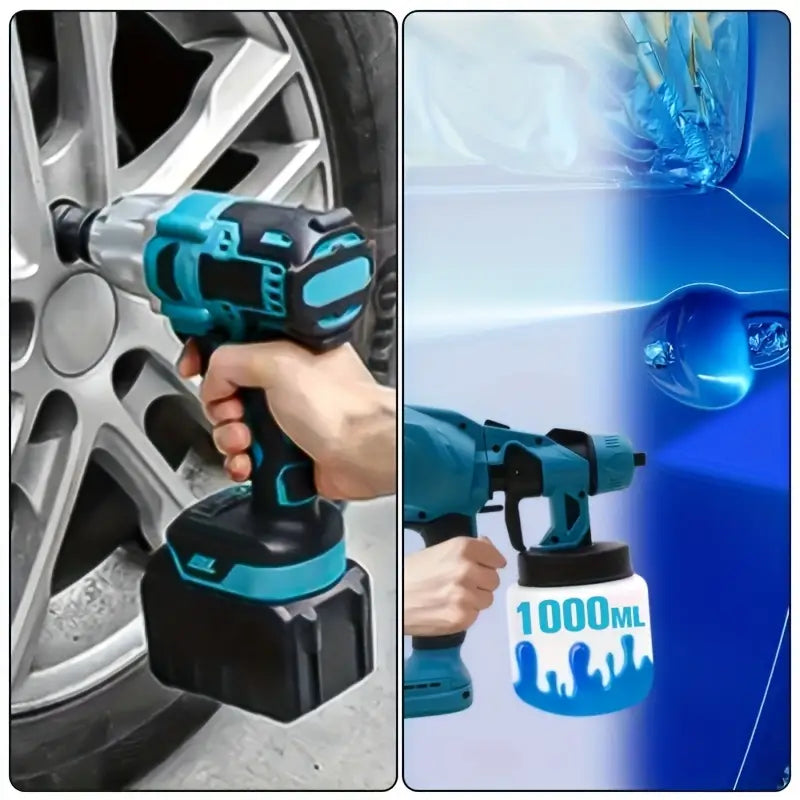 High-pressure Spray Gun Vacuum HVLP Spray Gun/electric Wrench Kit, Equipped with 2 Batteries And A Quick Charger