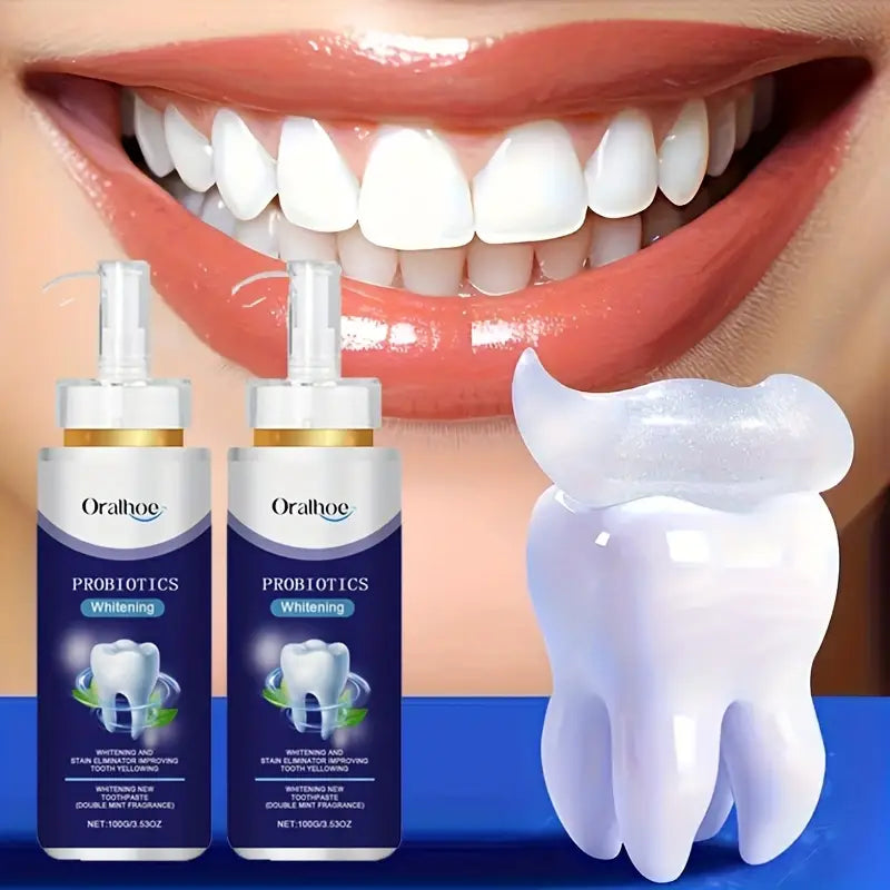 3pcs Probiotic Toothpaste - Deep Cleaning &, Natural Oral Care with Pump Dispenser, for Healthy Gums, Fresh Breath, and Stain Removal