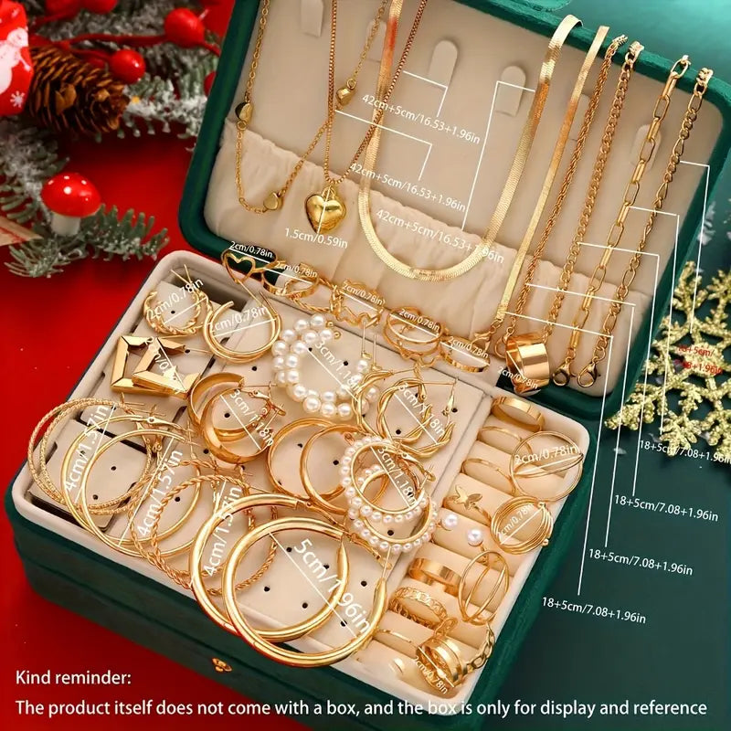 54pcs Elegant Jewelry Set With Earrings, Necklaces, Rings, And Bracelets For Girls To Wear On A Daily Basis
