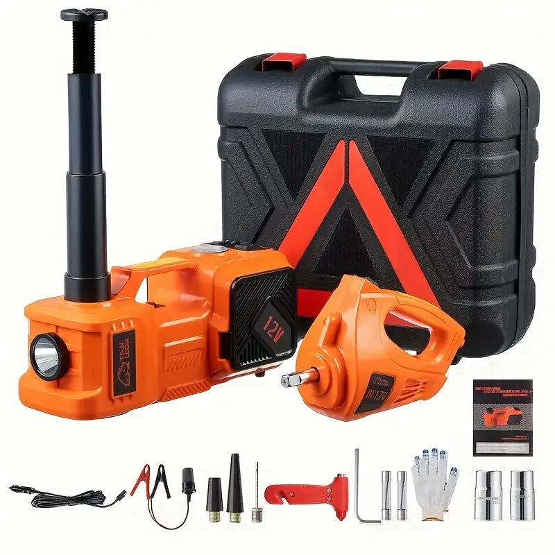 5 Ton Electric Car Jack, Hydraulic Jack And Electric Impact Wrench, Portable Car Lift with Built-in Air Pump