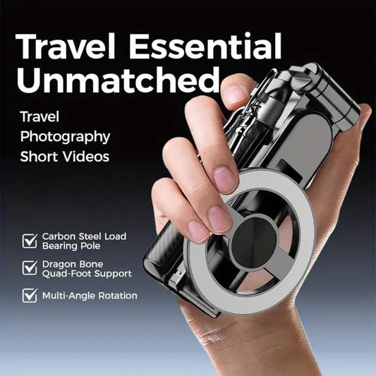 New 4-in-1 Magnetic Selfie Stick & Phone Tripod Remote - 360° Rotation, Portable Travel Stand for Video Recording & Vlogging