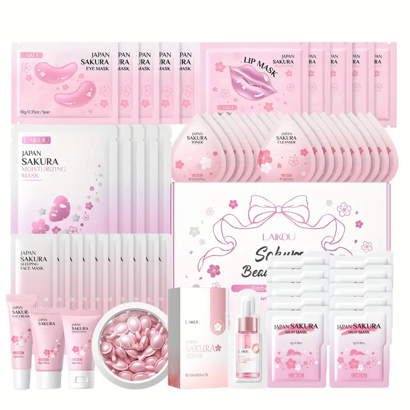 Sakura Skincare Set, 60 In 1 Moisturizing Facial Care Kit