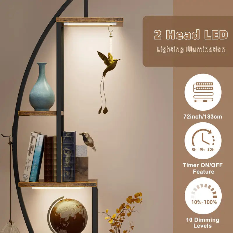 Magazine Holders with Lights, 2pcs Corner Shelf Stand, 63" Tall Large Metal Bookshelf, 6-Tier Narrow Bookcase for Collectibles