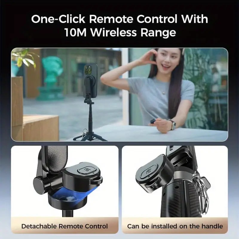 New 4-in-1 Magnetic Selfie Stick & Phone Tripod Remote - 360° Rotation, Portable Travel Stand for Video Recording & Vlogging