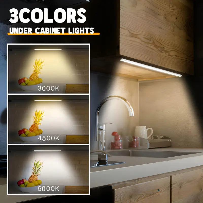 3pcs Dimmable LED Motion Sensor Cabinet Lights | USB Rechargeable, 3Color Modes