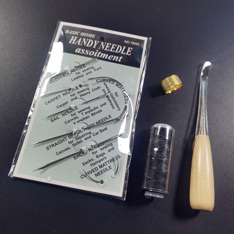 Leather Waxed Thread Stitching Needles Awl Hand Tools Kit for DIY Sewing Craft