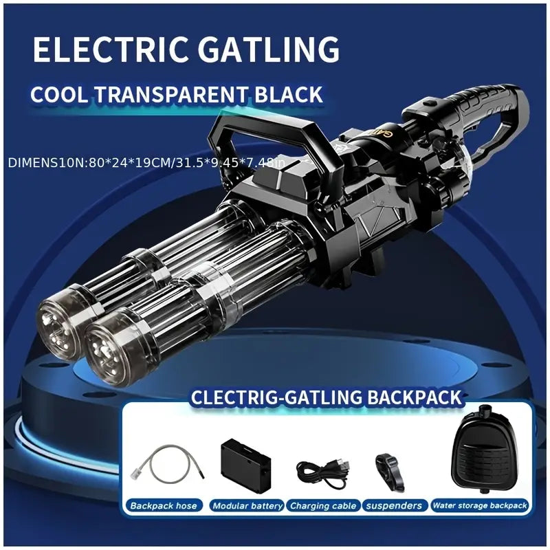 Gatling Electric Water Gun For Adults Kids Ages 8+, Most Powerful Automatic Squirt Gun, High Powered 28-32 FT Long Range Auto Water Blaster