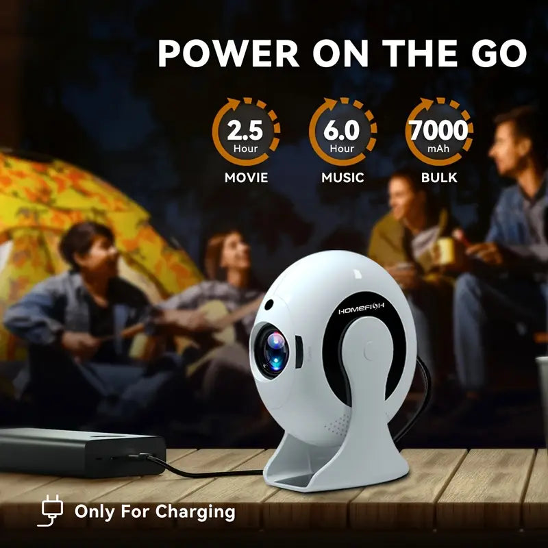 HOMEFISH 1pc CD200 Projector with Auto Keystone Correction, 270° Rotatable, 2.4G+5G WIFI Functions