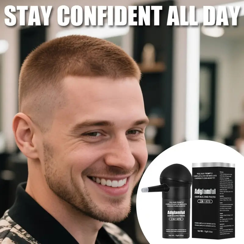 Adglamful 15g All In One Hair Fiber Powder 1pc Instant Volume And Full Coverage for Men And Women
