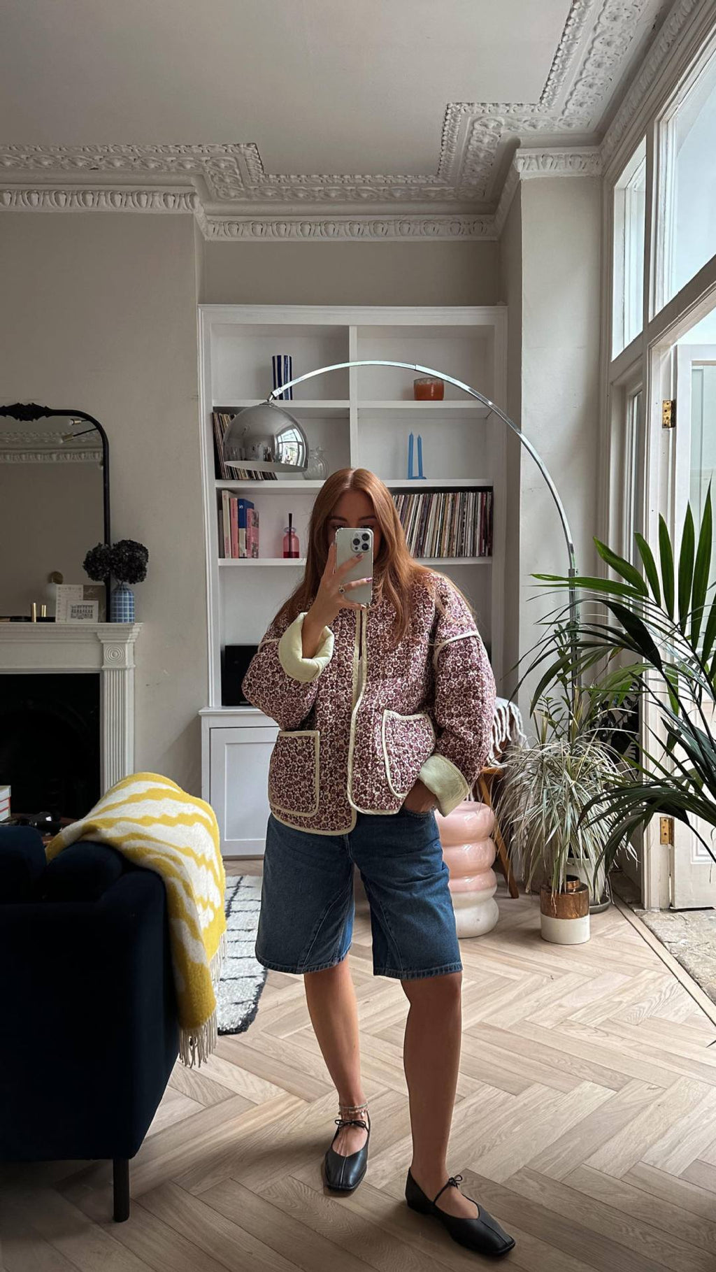 Quilted Cotton Printed Contrast Color Cotton Coat For Women