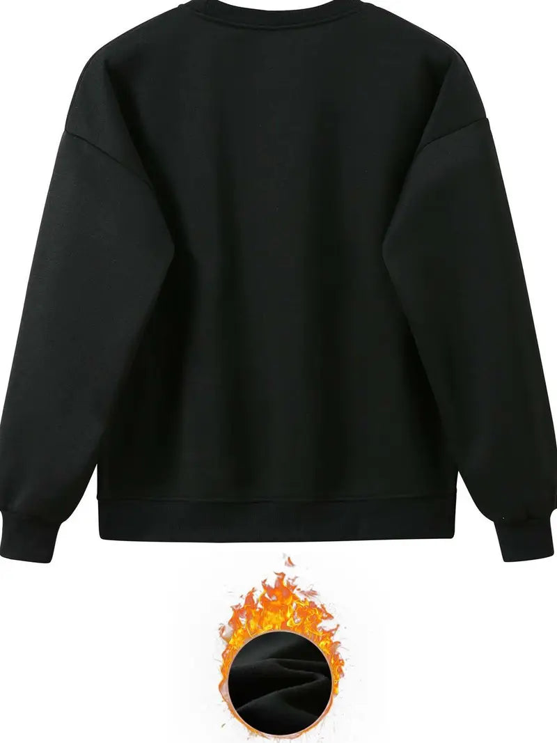 Letter Print Two Piece Set, Crew Neck Sweatshirt & Pants, Women's Clothing