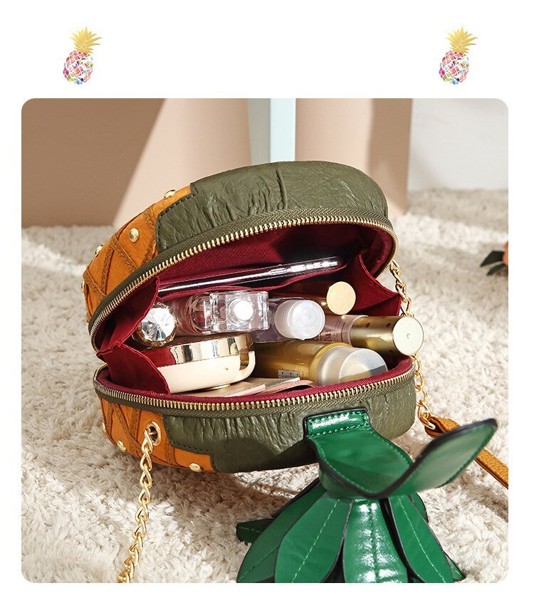 Pineapple Shape Rivet Chain Small Round Bag