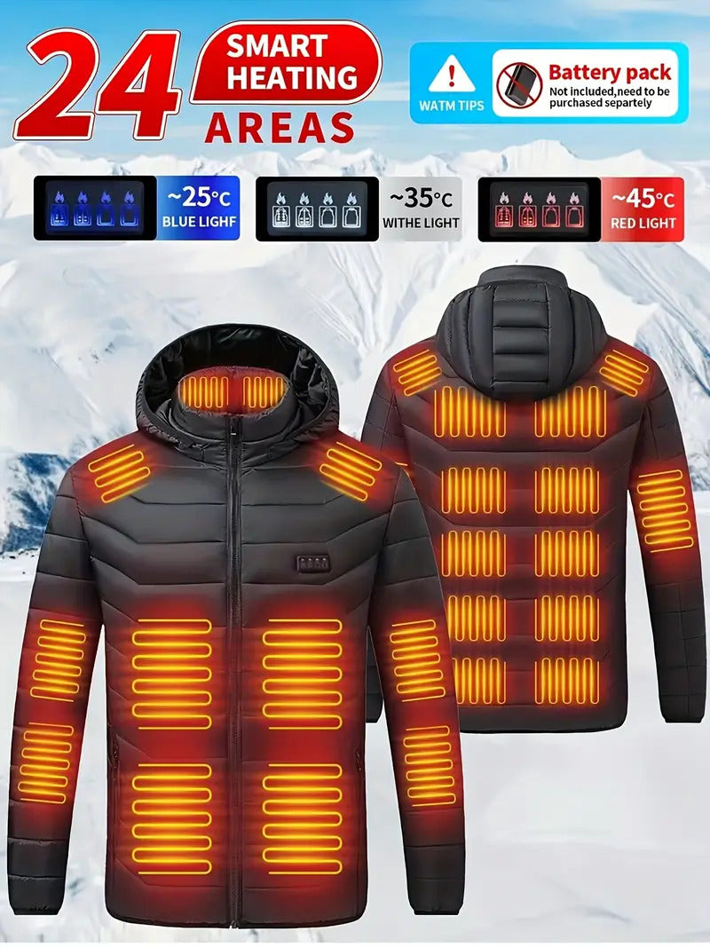 Powered Smart Heating Jacket with 24-Zone Heating System, Adjustable Temperature