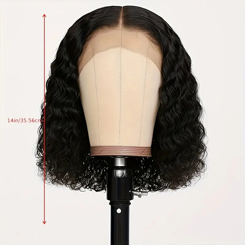 14 Inch Deep Water Wave Wig for Women - Natural Look High-Quality Hairpiece with Pre-Trimmed Hairline, No Glue Adhesive
