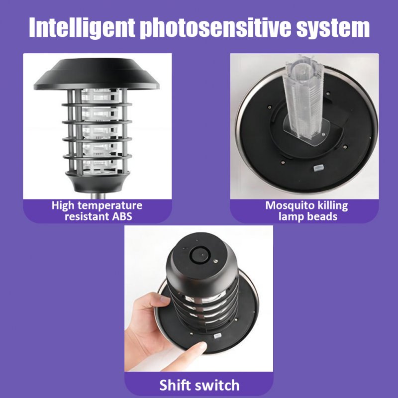 Solar Bug Zapper, Outdoor LED Light With Polycrystalline Silicon Solar Panel, Intelligent Light Control