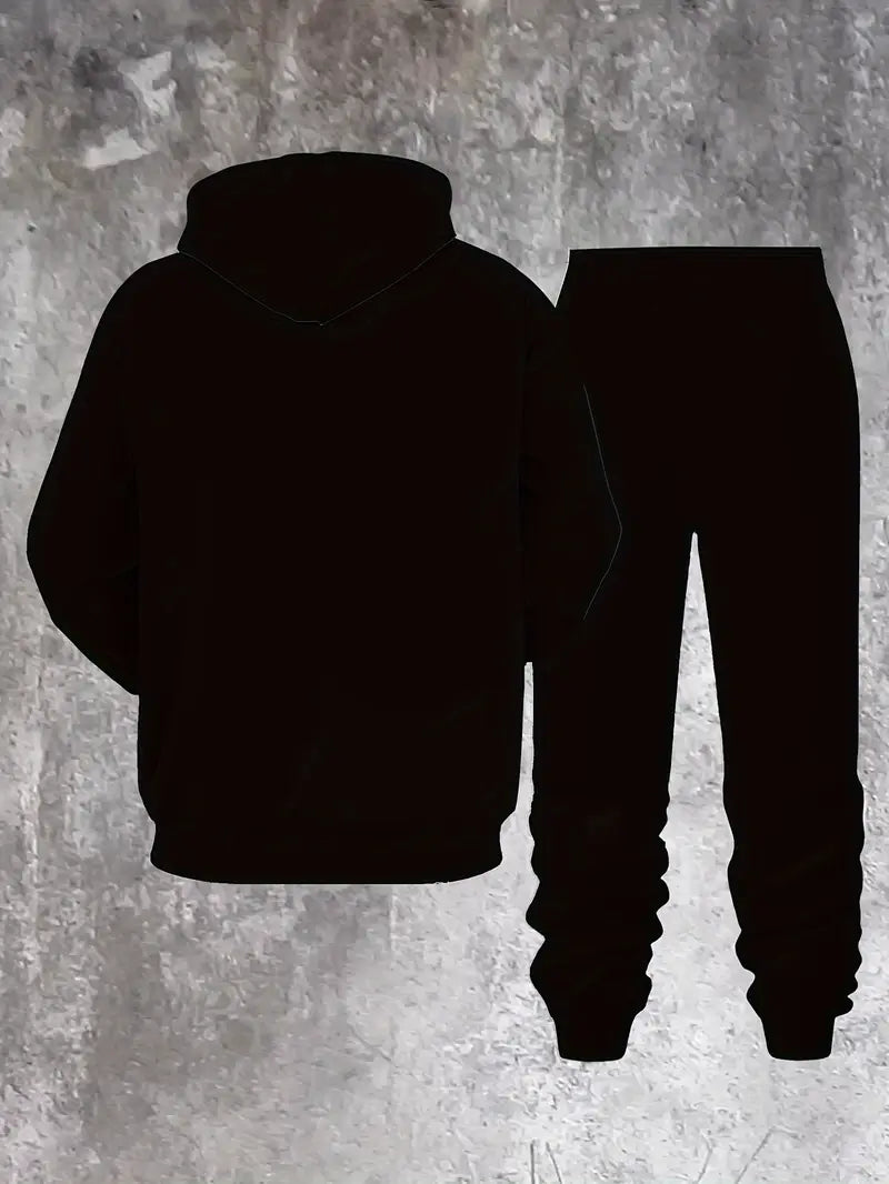 Casual Comfortable Men's Long-Sleeve Sweatshirt Set | Minimalist Denim Pattern Print