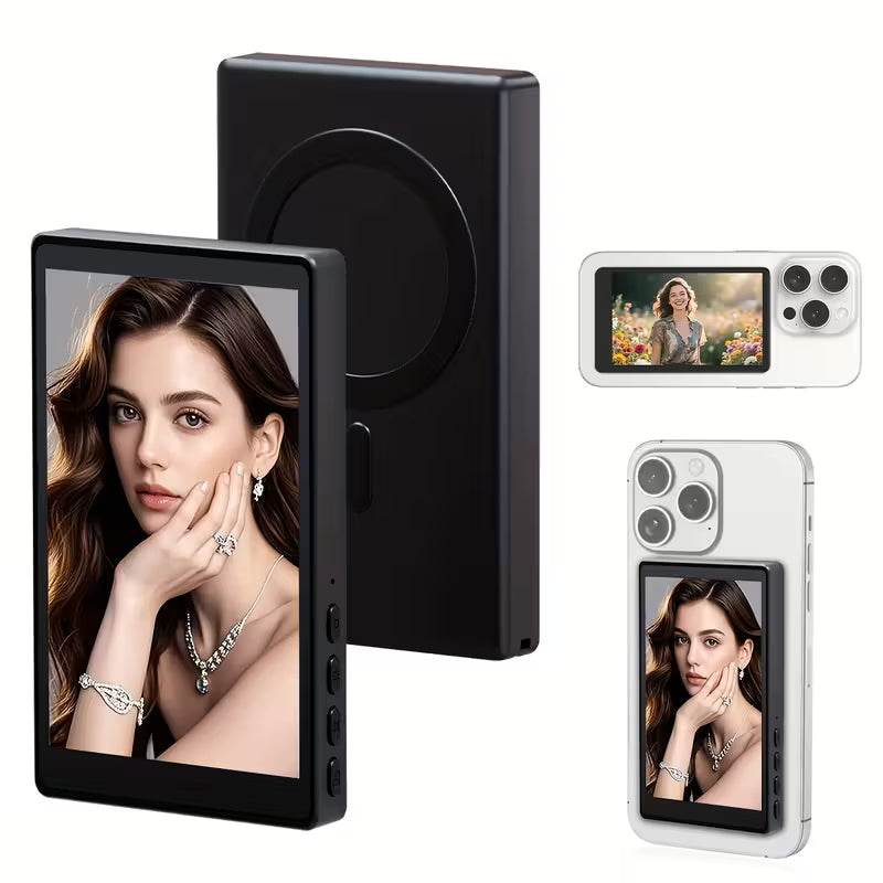 Magnetic Vlog Selfie Monitor Screen with BT Remote & Accessories