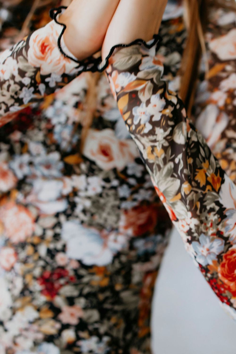 Printed Long Sleeve Midi Slim Dress