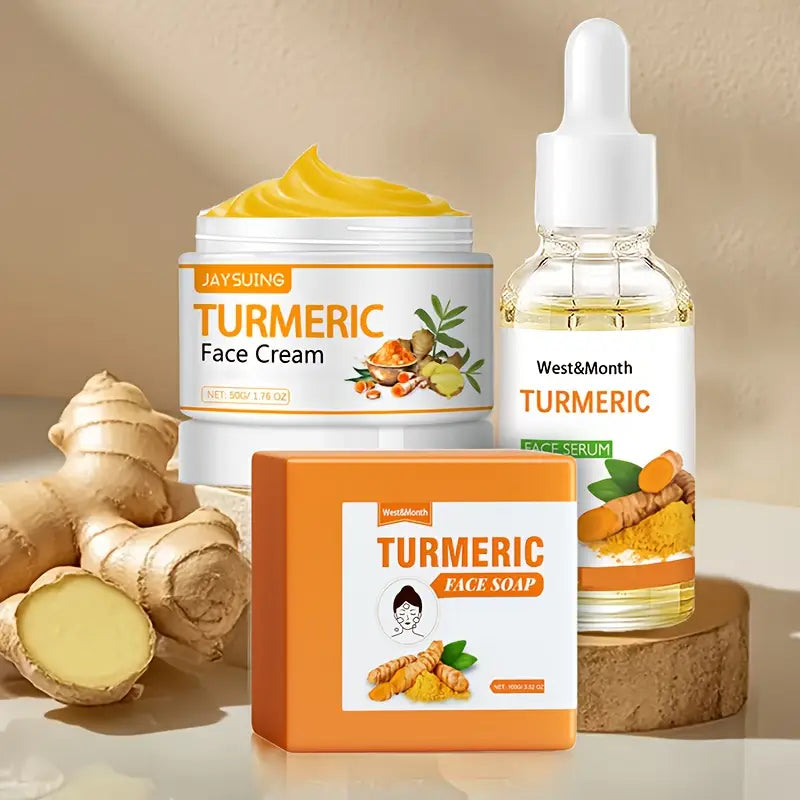 3pcs/ Set (turmeric Cream, Turmeric Essence Soap, Turmeric Oil), Moisturizing Skin Care Set