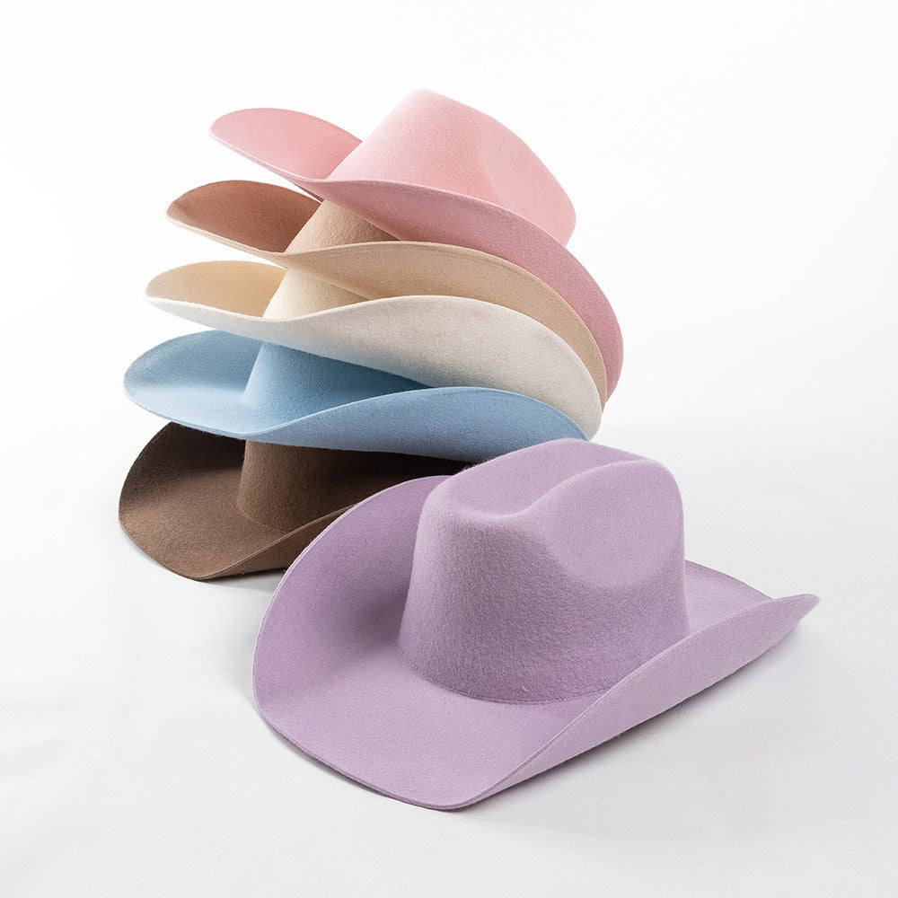 Fashion Casual Curling Wool Felt Cowboy Hat