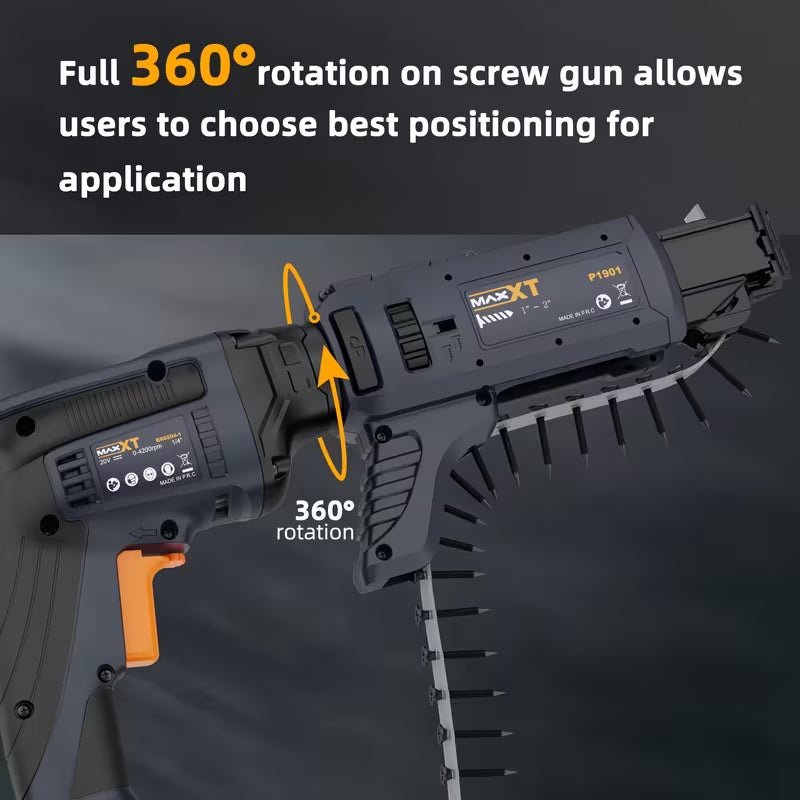 20V Brushless Drywall Screw Gun | Cordless Lithium-Ion Self Feeding Drywall Screwdriver Autofeed