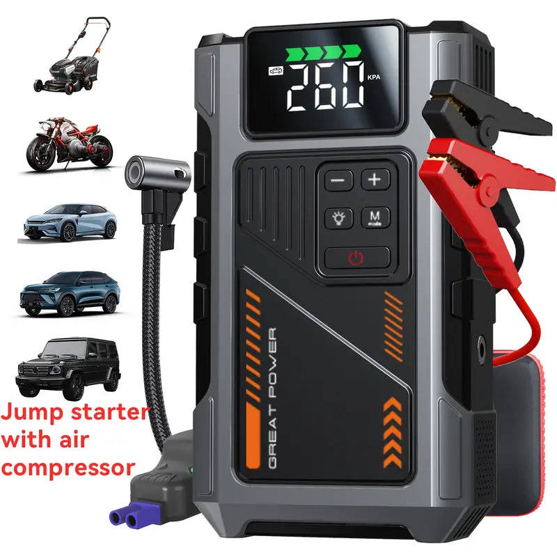4000A Portable Wireless Car Air Compressor Jump Starter with Air Compressor, Battery Jump Starter Portable Peak