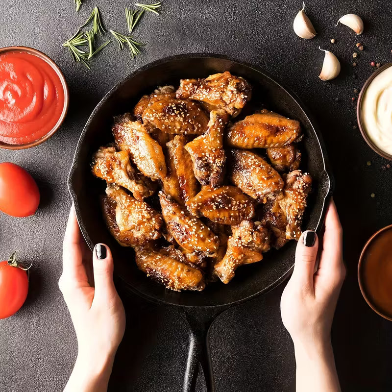 Cast Iron Skillet Set - 3 pcs Heavy-Duty Non-Stick Cookware with Drip Spout