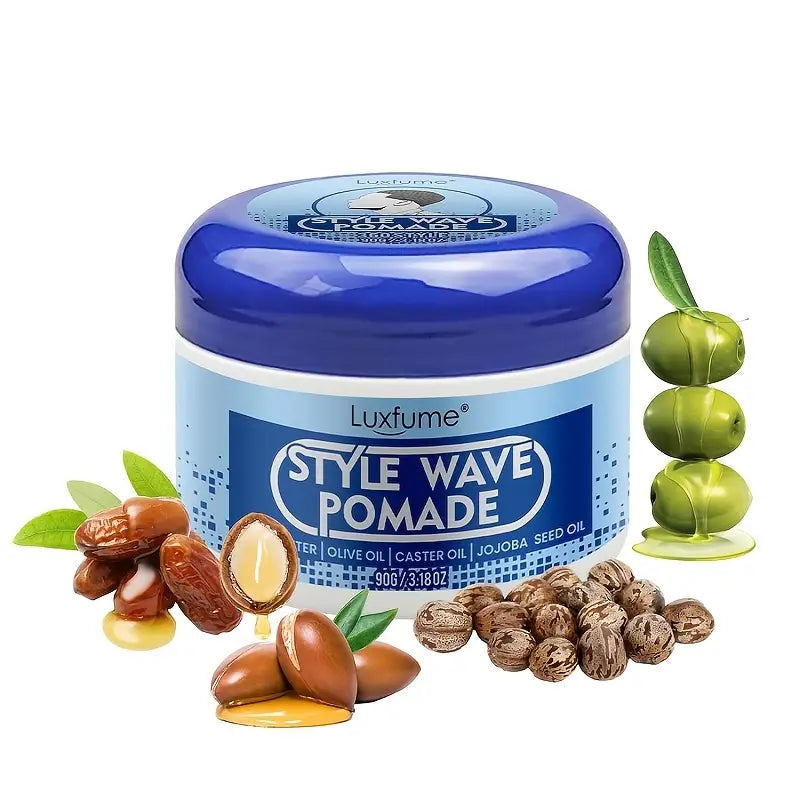Men'S Natural Wave Pomade - Strong Hold, Non-Greasy Formula For 360 Waves