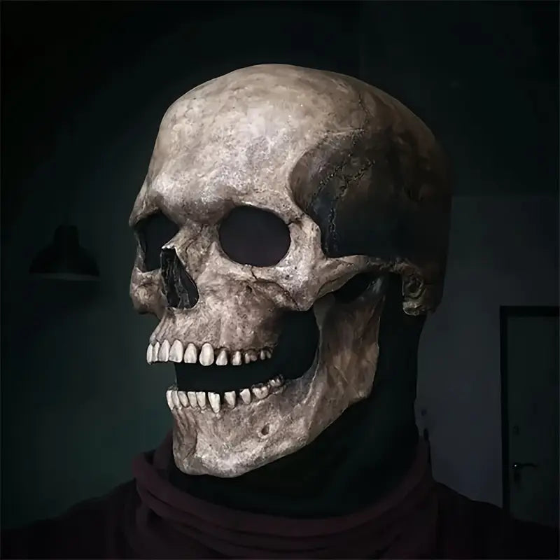 Realistic Moving Jaw Skull Mask with Mechanical Mouth Mechanism