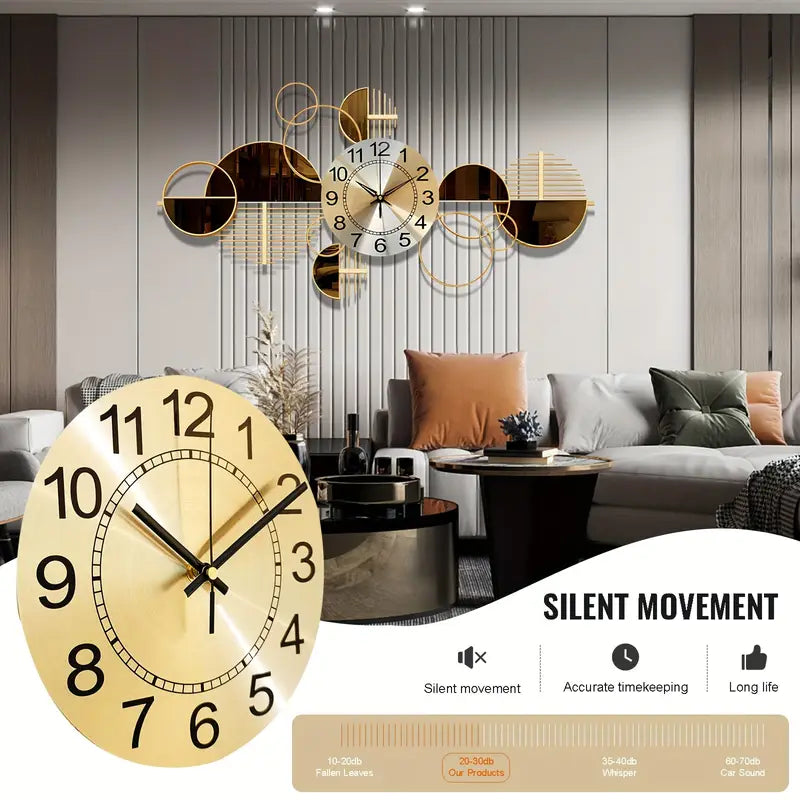 Metal Wall Clock Decorative 3D Metal Wall Art Clock For Living Room Bedroom Creative Modern Big Wall Clock Decor