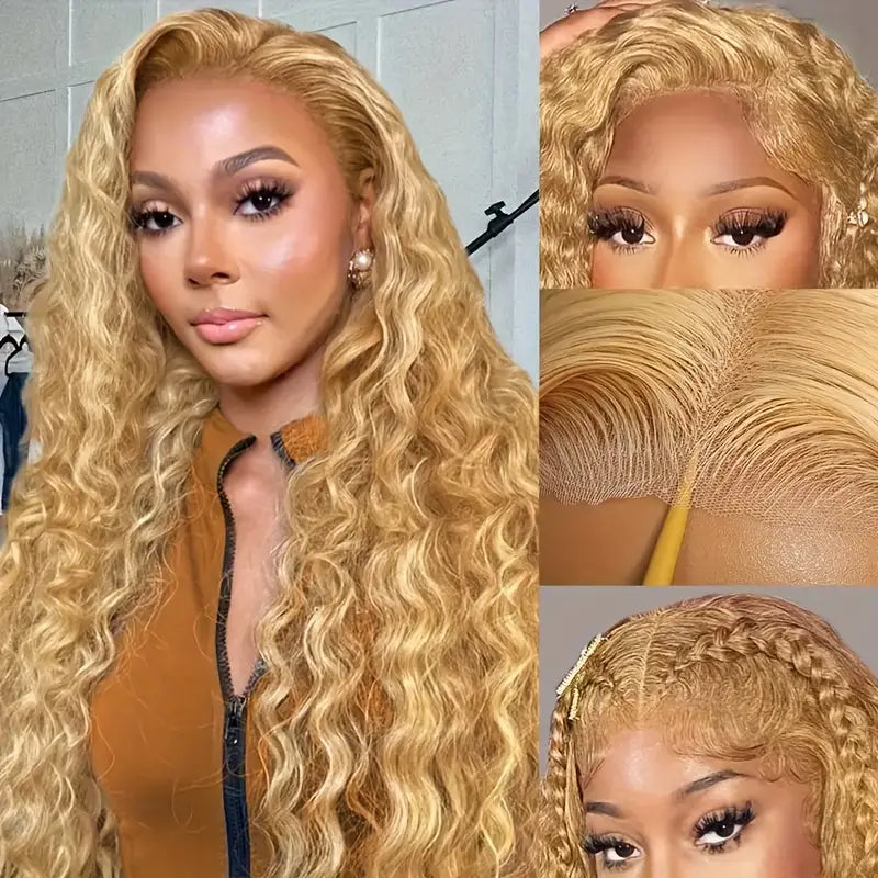 200% Density Honey Blonde Wig Human Hair 13x6 Peruvian Transparent Lace Frontal Wigs Human Hair Pre Plucked With Baby Hair