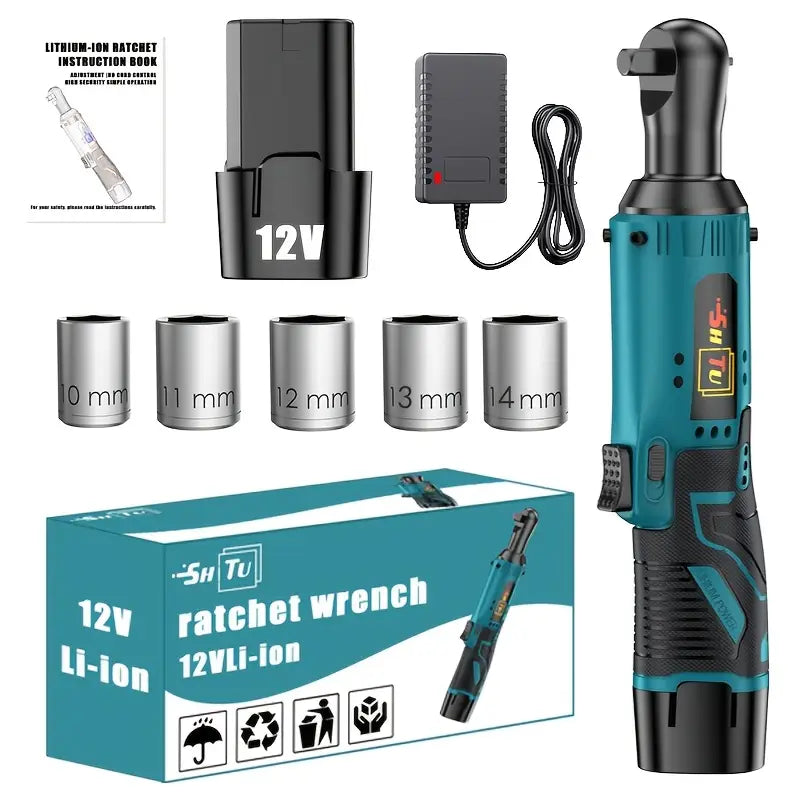 Cordless Ratchet Wrench with Brushless Motor - Heavy-Duty Electric Wrench, 12V Lithium-Ion Power Tool