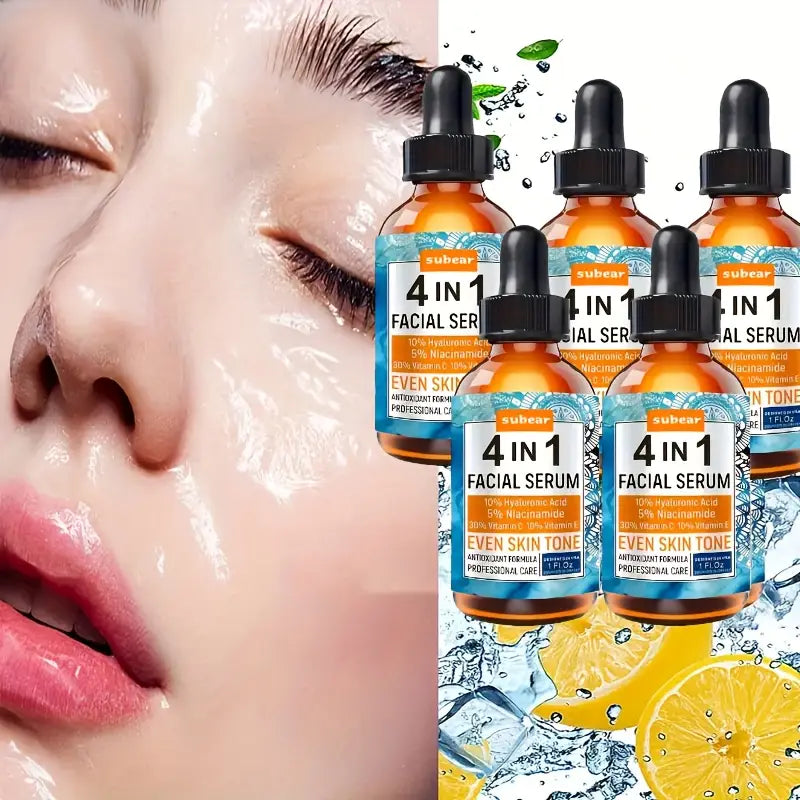 5pcs-4in 1 Hyaluronic Acid Facial Serum, Winter Face Moisturize Serum