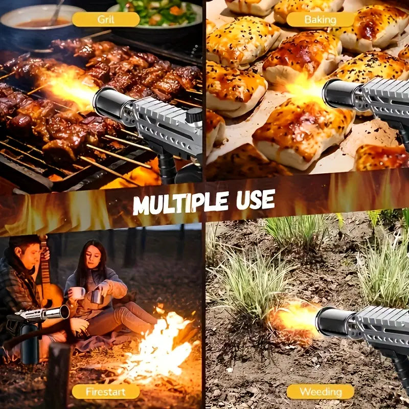 Flame Thrower Gun Torch, Propane Grill Torch Gun – Cooking Torch Head Max. 800000 BTUs – Culinary Torch Sous Vide – Adjustable Flamethrower for BBQ, Campfire