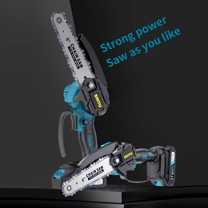 Mini Chainsaw Cordless, Lightweight & Portable Handheld Electric Tree Cutter With Splash Guard