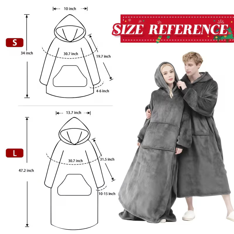 Thick Wearable Blanket Sweatshirt - Warm And Cozy Giant Blanket Hoodie
