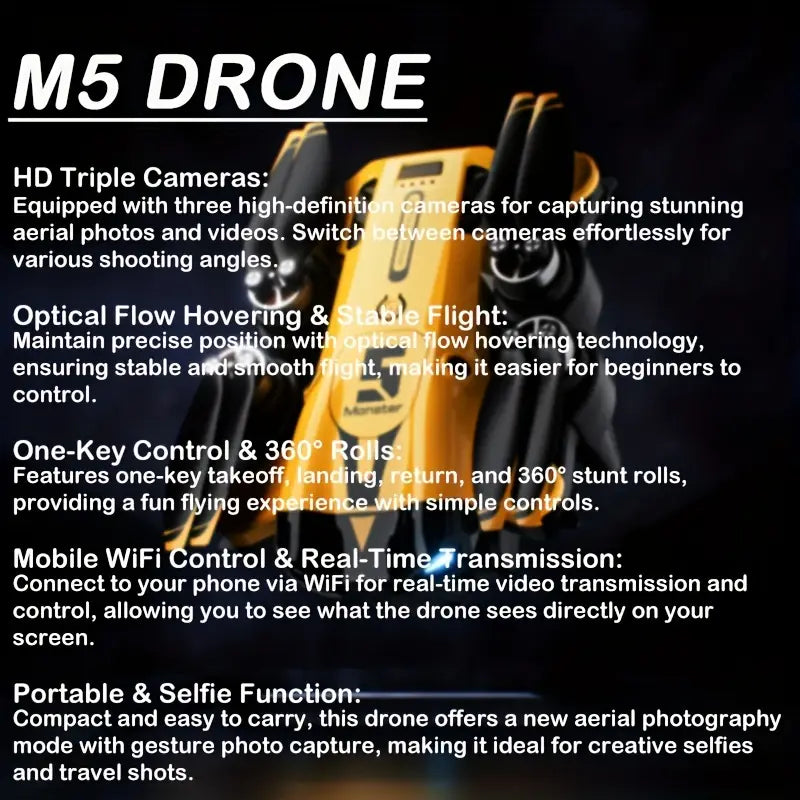 New M5 Quadcopter with Triple Cameras, Optical Flow Positioning
