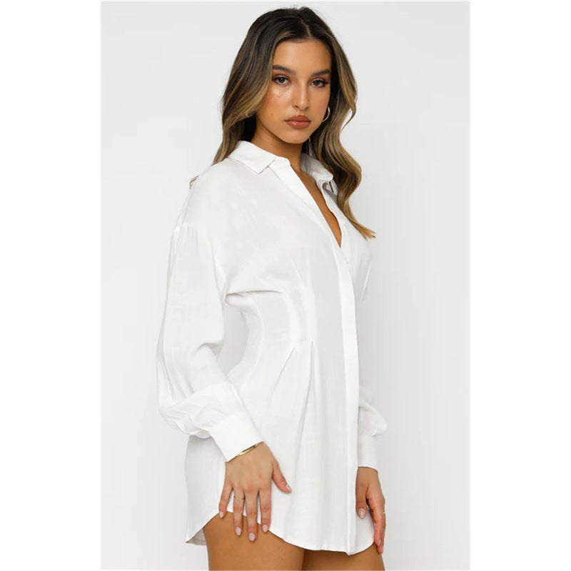 Women's Clothing Blouse Collar Waist-tight Dress