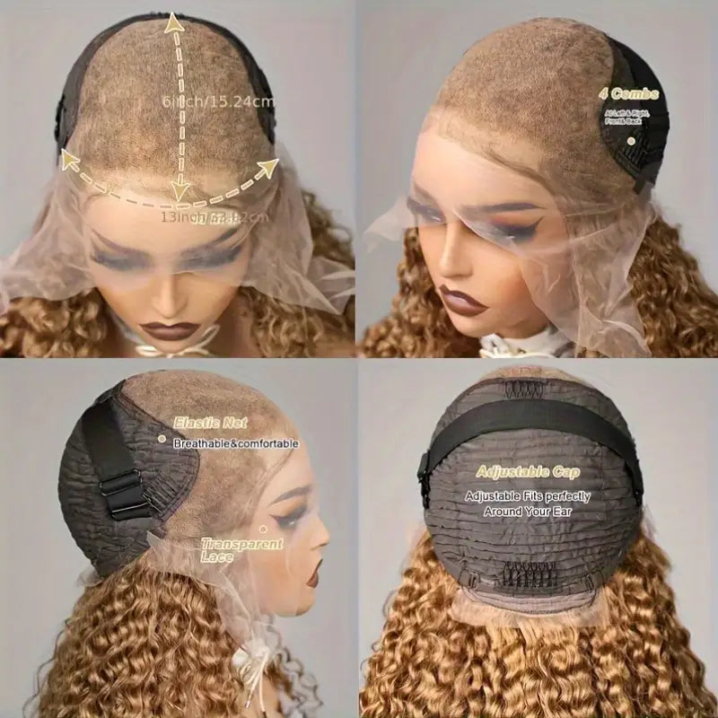 200% Density Honey Blonde Wig Human Hair 13x6 Peruvian Transparent Lace Frontal Wigs Human Hair Pre Plucked With Baby Hair