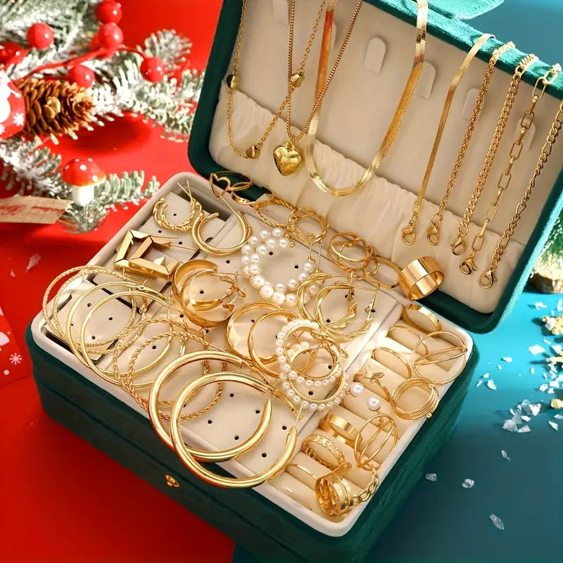 54pcs Elegant Jewelry Set With Earrings, Necklaces, Rings, And Bracelets For Girls To Wear On A Daily Basis