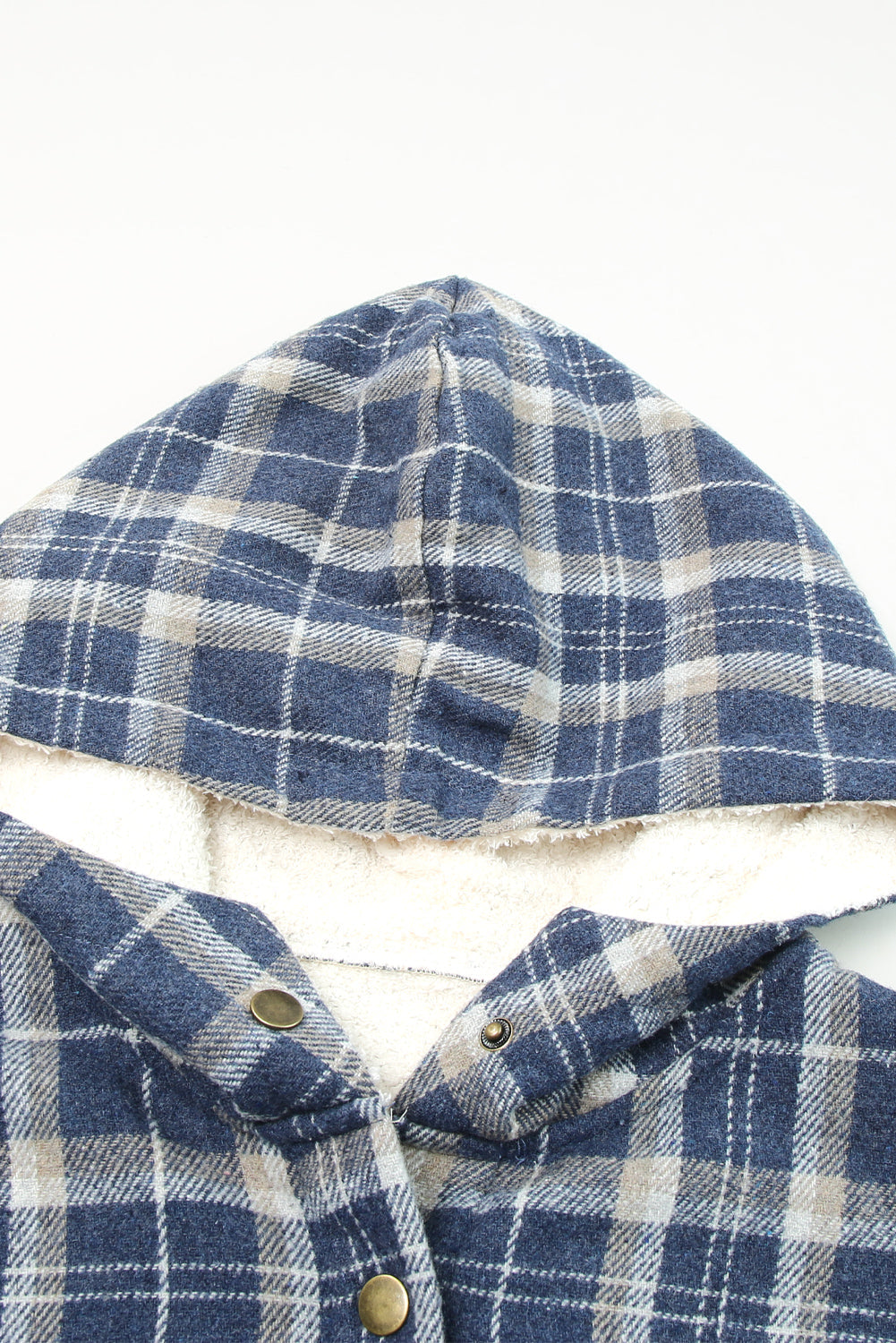 Plaid Pattern Sherpa Lined Hooded Shacket