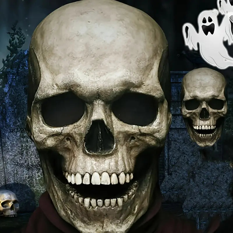 Realistic Moving Jaw Skull Mask with Mechanical Mouth Mechanism