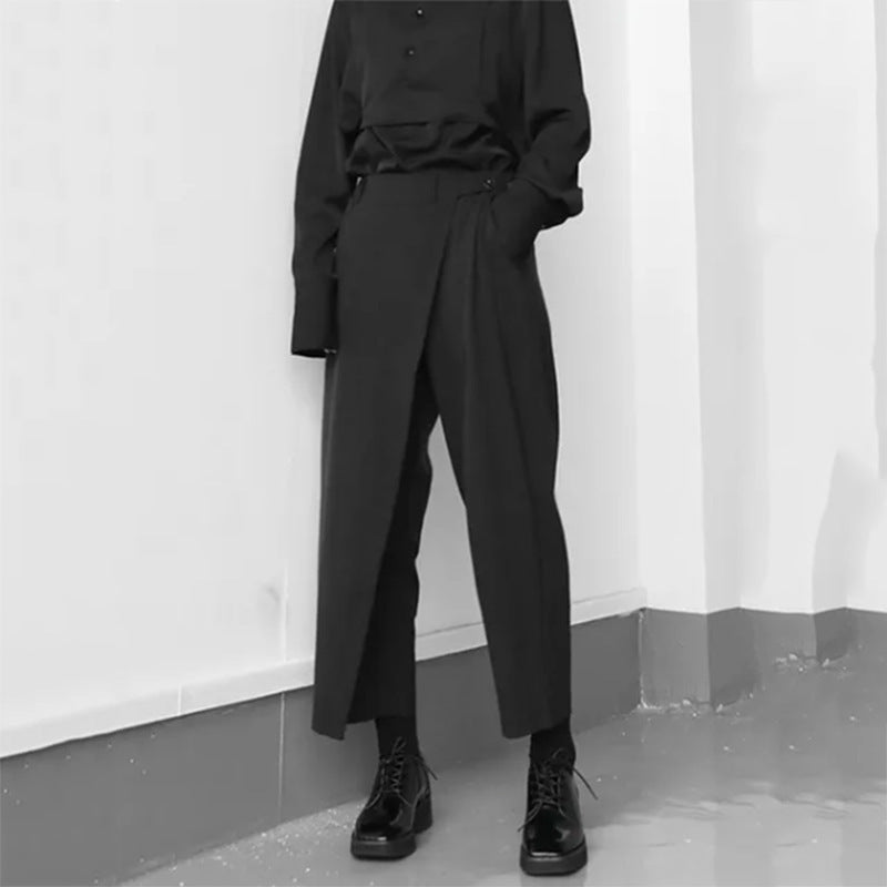 Women's Niche Lace Up Fake Two Pieces Casual Pants