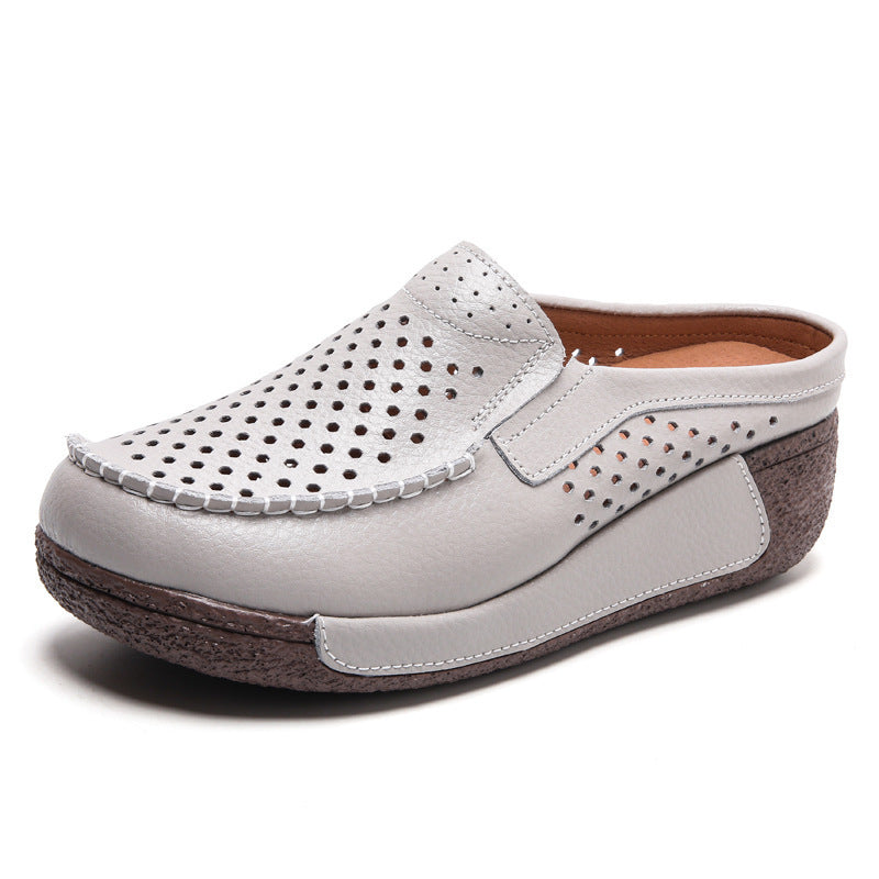 Fashionable All-match Rocking Shoes Thick-soled Muffin Closed Toe Half Slippers