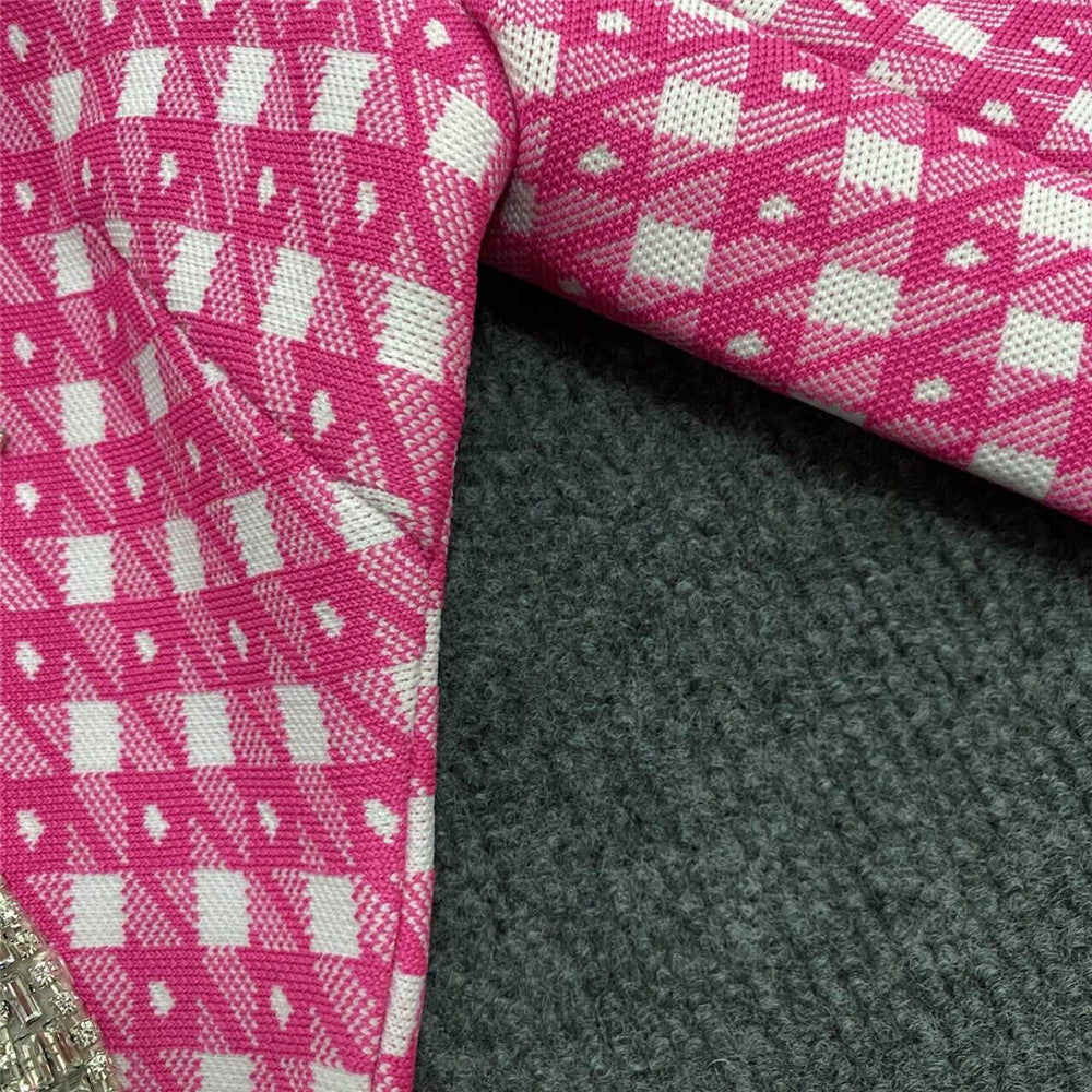 Niche Design Rhinestone Bow Knitted Coat Skirt Outfit