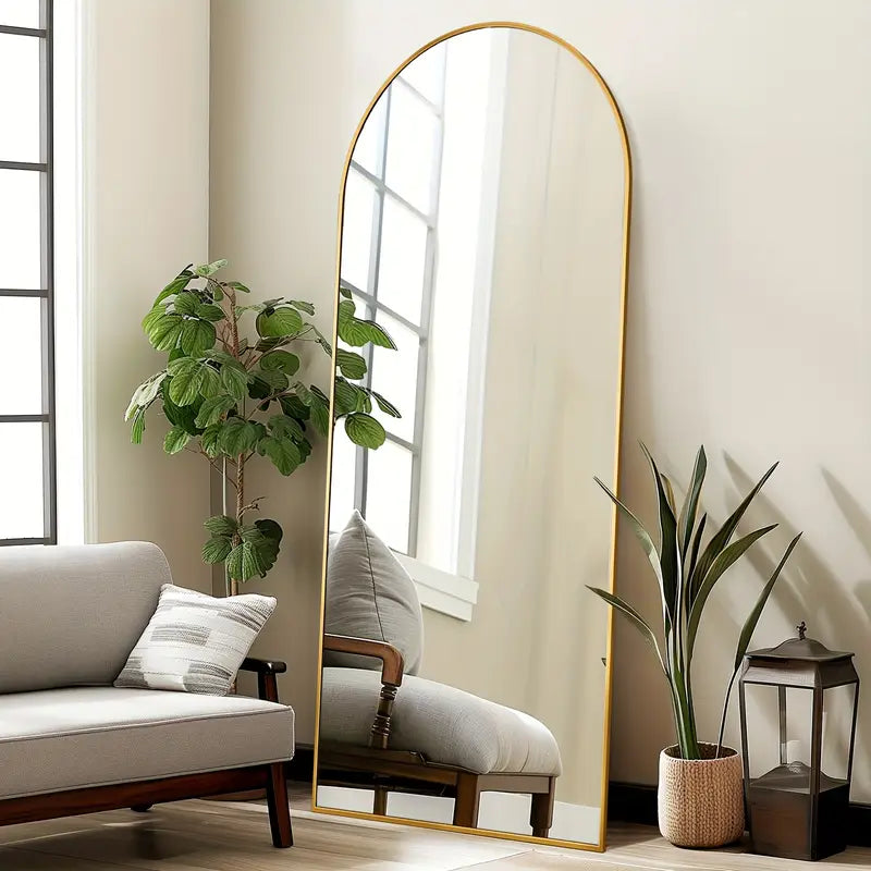Full Length Mirror, Arched Floor Mirror Freestanding, 58×19 In Floor Standing Mirror Full Body