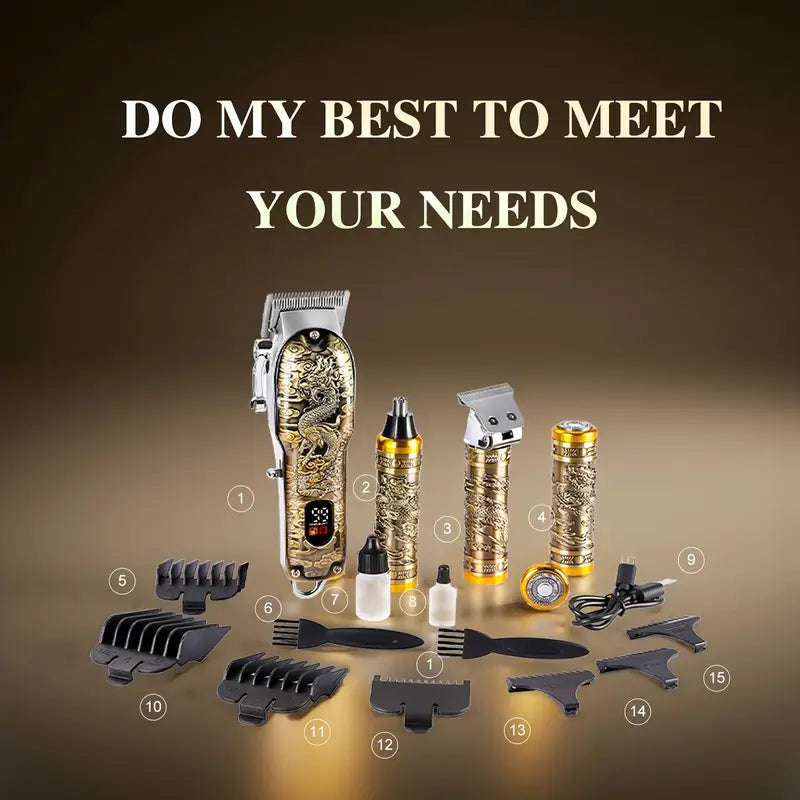 MENSURE Professional Hair Clippers For Men - 4pcs Hair Clipper Kit With Beard Trimmer, Nose Hair Trimmer & Razor