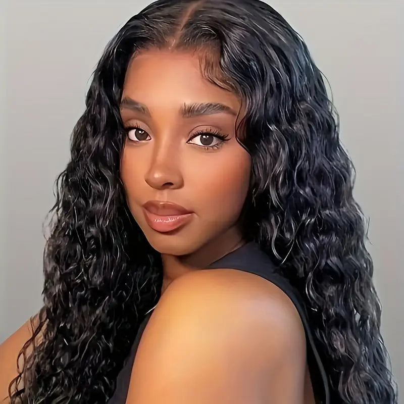 34" Glueless Water Wave Human Hair Wig - Pre-Plucked 5x5 HD Lace Closure, 250% Density Brazilian Virgin Hair